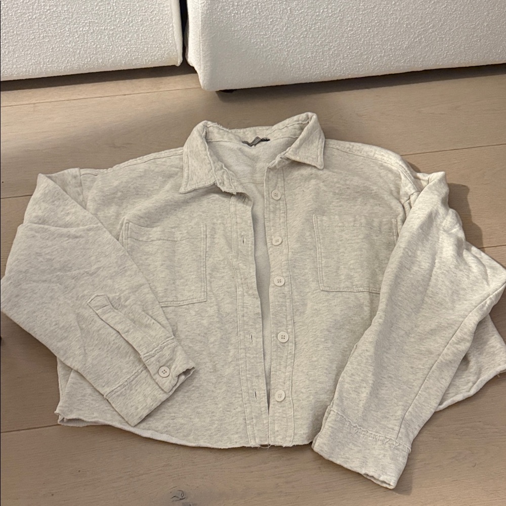 LF Carmar Button Down Light Beige Warm Cropped Button-Up Shirt